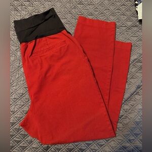 Old Navy Red Maternity Pants with Full Panel